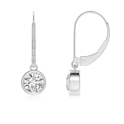 Angara Bezel-set Round Diamond Leverback Drop Earrings In White