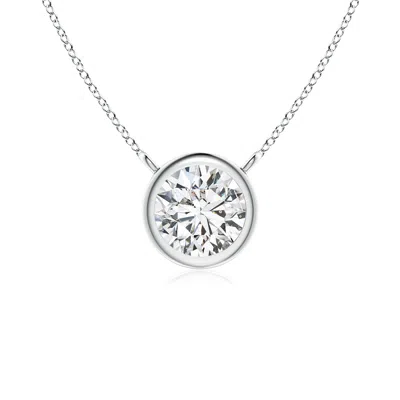Angara Bezel-set Round Diamond Solitaire Necklace In Metallic