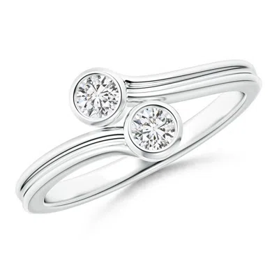 Angara Bezel-set Round Diamond Two Stone Bypass Ring