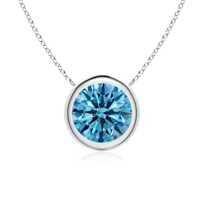 Angara Bezel-set Round Fancy Intense Blue Diamond Solitaire Necklace