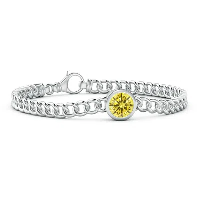 Angara Bezel-set Round Fancy Intense Yellow Diamond Chain Bracelet