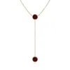 Angara Bezel-set Round Garnet Lariat Style Necklace In Yellow Gold/rich Red