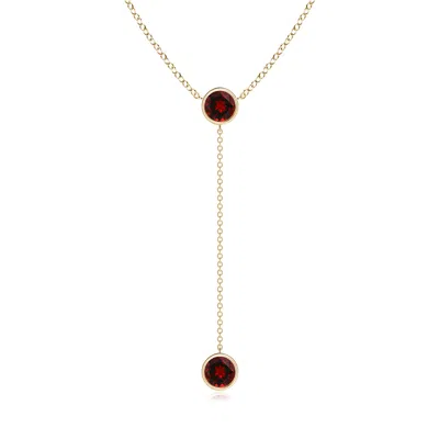 Angara Bezel-set Round Garnet Lariat Style Necklace In Gold