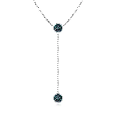 Angara Bezel-set Round Lab-grown Alexandrite Lariat Style Necklace In Blue