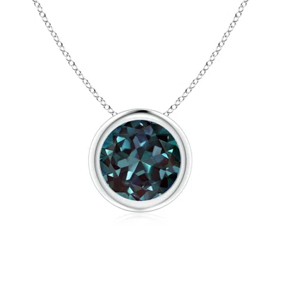 Angara Bezel-set Round Lab-grown Alexandrite Solitaire Pendant In Blue