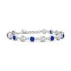 Angara Bezel-set Round Lab-grown Blue Sapphire And Diamond Tennis Bracelet In White Gold/deep Rich Blue
