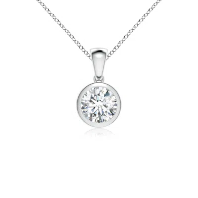 Angara Bezel-set Round Lab-grown Diamond Solitaire Pendant In Metallic