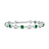 Angara Bezel-set Round Lab-grown Emerald And Diamond Tennis Bracelet In White Gold/rich Green