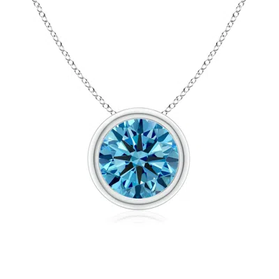 Angara Bezel-set Round Lab-grown Fancy Intense Blue Diamond Solitaire Pendant