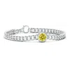 Angara Bezel-set Round Lab-grown Fancy Intense Yellow Diamond Chain Bracelet In White Gold/fancy Intense