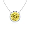 Angara Bezel-set Round Lab-grown Fancy Intense Yellow Diamond Solitaire Necklace In White Gold/fancy Intense
