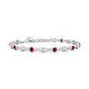 Angara Bezel-set Round Lab-grown Ruby And Diamond Tennis Bracelet In White Gold/deep Rich Red