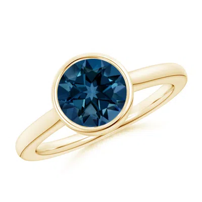Angara Bezel-set Round London Blue Topaz Solitaire Engagement Ring In Gold