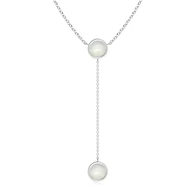 Angara Bezel-set Round Moonstone Lariat Style Necklace In Metallic