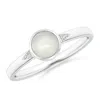 Angara Bezel-set Round Moonstone Ring With Diamond Accents In White Gold/white