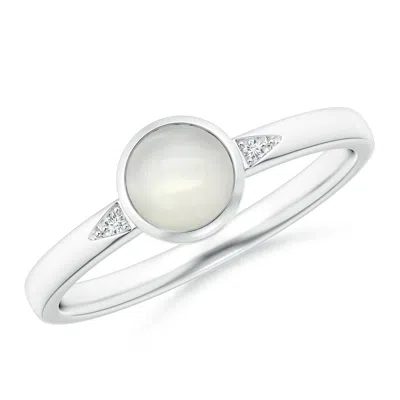 Angara Bezel-set Round Moonstone Ring With Diamond Accents In Metallic