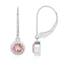 Angara Bezel-set Round Morganite Leverback Drop Earrings In White Gold/peachy Pink