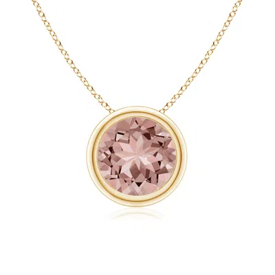 Angara Bezel-set Round Morganite Solitaire Pendant In Gold