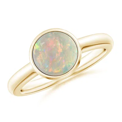 Angara Bezel-set Round Opal Solitaire Engagement Ring In Burgundy