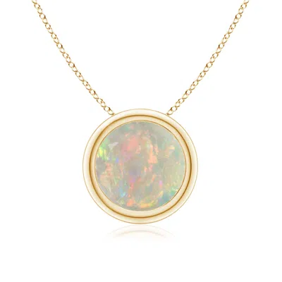 Angara Bezel-set Round Opal Solitaire Pendant In Gold
