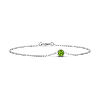 Angara Bezel-set Round Peridot Chain Bracelet In Metallic
