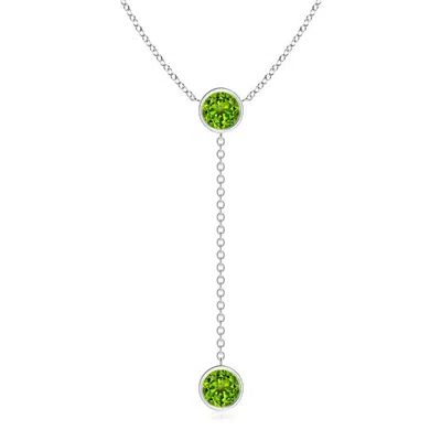 Angara Bezel-set Round Peridot Lariat Style Necklace In Green