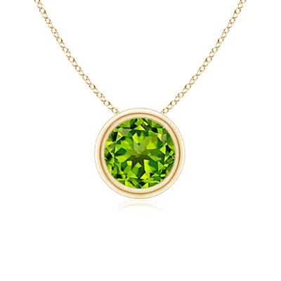 Angara Bezel-set Round Peridot Solitaire Pendant In Gold