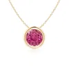 Angara Bezel-set Round Pink Sapphire Solitaire Pendant In Yellow Gold/rich Pink