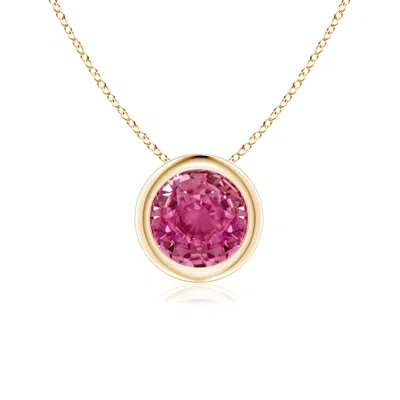 Angara Bezel-set Round Pink Sapphire Solitaire Pendant In Gold