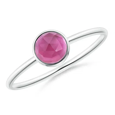 Angara Bezel Set Round Pink Tourmaline Stackable Ring