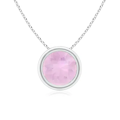 Angara Bezel-set Round Rose Quartz Solitaire Pendant In Metallic