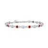 Angara Bezel-set Round Ruby And Diamond Tennis Bracelet In White Gold/medium Red