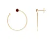 Angara Bezel-set Round Ruby Front-to-back Flex Hoop Earrings In Yellow Gold/deep Rich Red