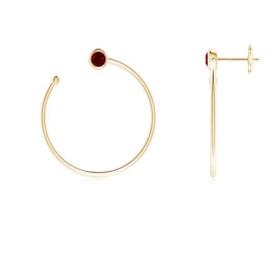 Angara Bezel-set Round Ruby Front-to-back Flex Hoop Earrings In Gold