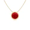 Angara Bezel-set Round Ruby Solitaire Pendant In Yellow Gold/medium Red