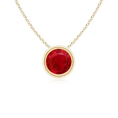 Angara Bezel-set Round Ruby Solitaire Pendant In Gold