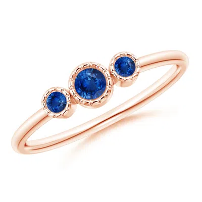 Angara Bezel-set Round Sapphire Three Stone Ring