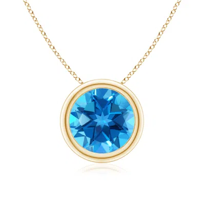 Angara Bezel-set Round Swiss Blue Topaz Solitaire Pendant In Gold