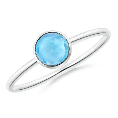 Angara Bezel Set Round Swiss Blue Topaz Stackable Ring