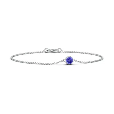 Angara Bezel-set Round Tanzanite Chain Bracelet In Metallic