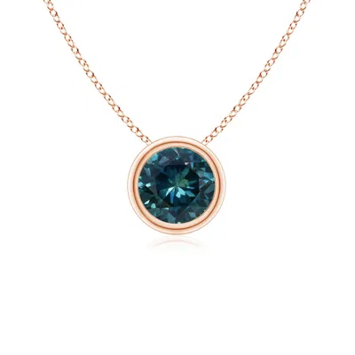 Angara Bezel-set Round Teal Montana Sapphire Solitaire Pendant In Gold