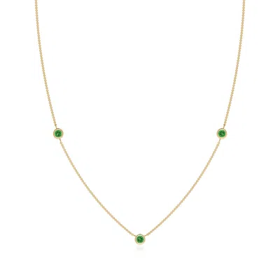 Angara Bezel-set Round Tsavorite Chain Necklace In Gold