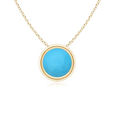 Angara Bezel-set Round Turquoise Solitaire Pendant In Gold