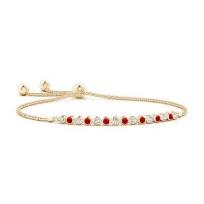 Angara Bezel-set Ruby And Diamond Tennis Bolo Bracelet In Gold
