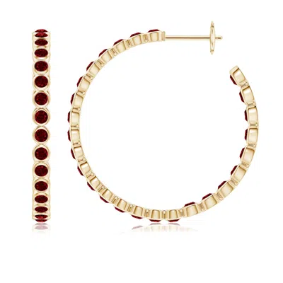 Angara Bezel-set Ruby Inside-out Large Hoop Earrings In Gold