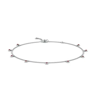 Angara Bezel-set Ruby Station Adjustable Charm Anklet In Metallic