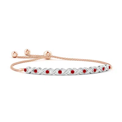 Angara Bezel-set Ruby Xo Bolo Bracelet In Gold