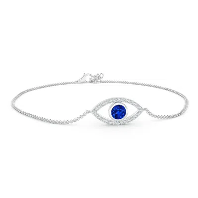 Angara Bezel-set Sapphire And Diamond Evil Eye Bracelet In Metallic
