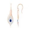 Angara Bezel Set Sapphire Calla Lily Drop Earrings In Rose & White Gold/medium To Rich Blue