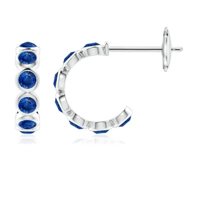 Angara Bezel-set Sapphire Huggie Hoop Earrings In Metallic